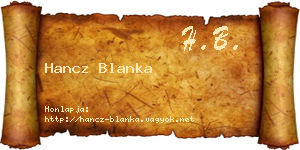Hancz Blanka névjegykártya